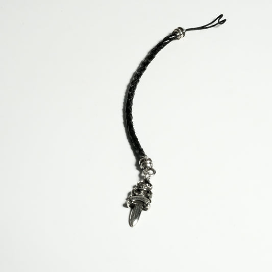 Chrom Hearts PHONE STRAP - TINY BRAID COR BLK L THR - DAGGER NO.5