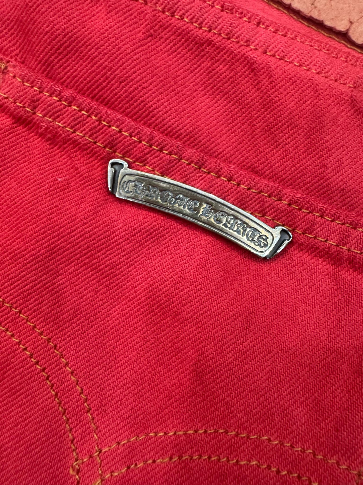 Chrome Hearts LEVI NY Limited Red Cross Leather Patch Jeans