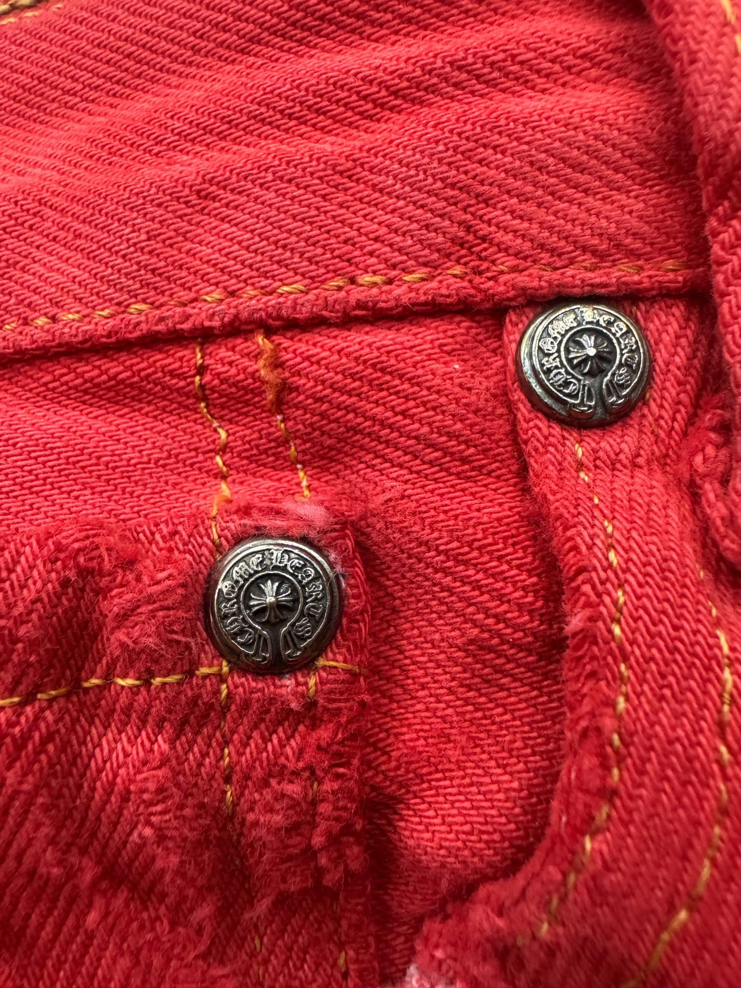 Chrome Hearts LEVI NY Limited Red Cross Leather Patch Jeans