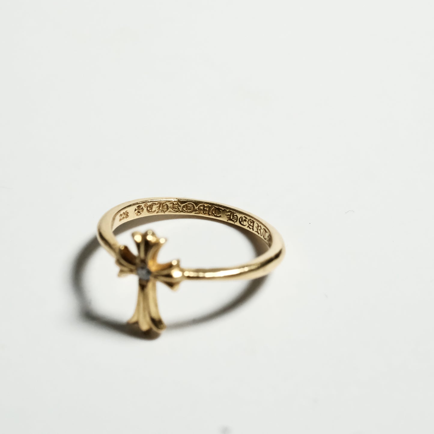 Chrome Hearts 22K BUBBLEGUM CH CROSS PAVE DIA/ 22K BUBBLGM CH CRS P/D ring