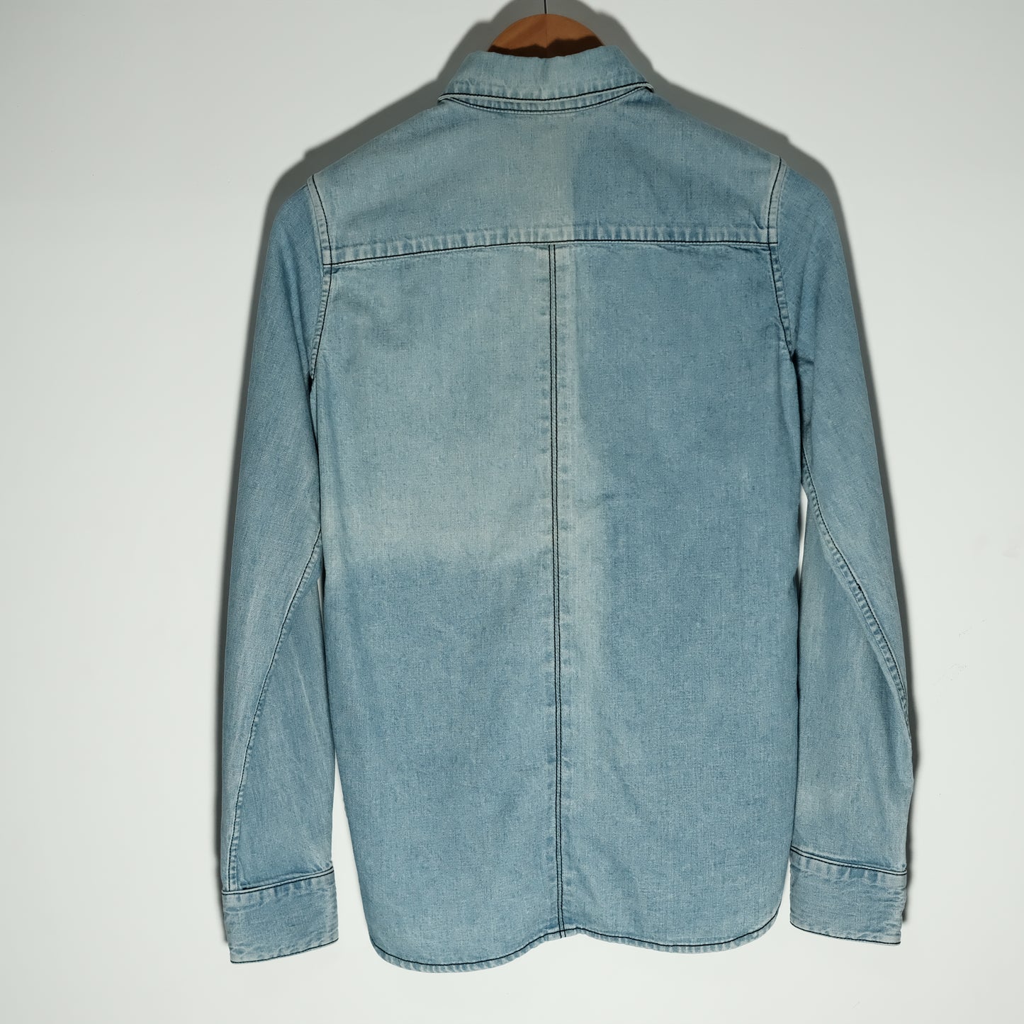 Chrome Hearts DENIM SHIRT WITH LEATHER CROSS PATCH