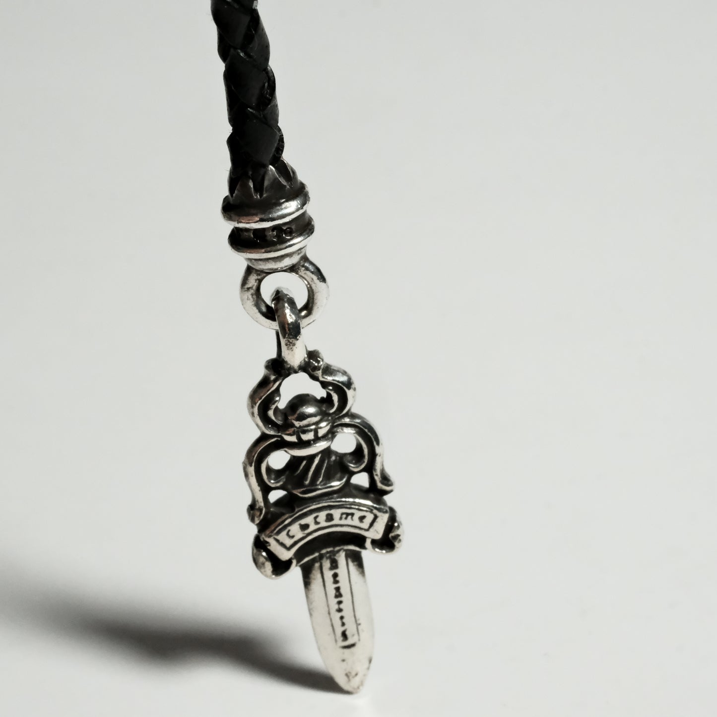 Chrom Hearts PHONE STRAP - TINY BRAID COR BLK L THR - DAGGER NO.5